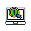 Pay-per-click advertising icon for mobile ad placements with dollar sign and cursor
